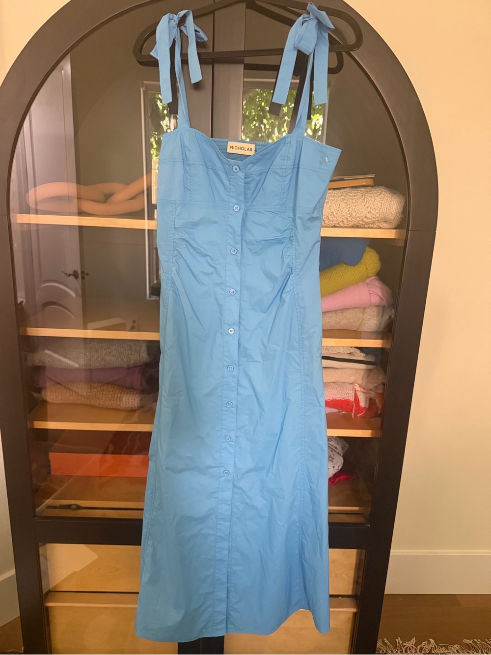 NICHOLAS Tatianna Cotton Tie Strap Midi Dress NWOT Size 4